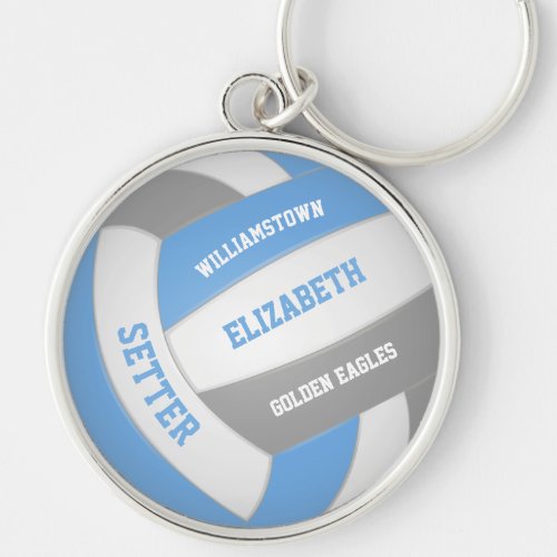 light blue gray sports team colors volleyball keychain