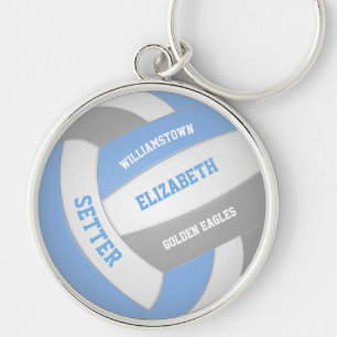light blue gray sports team colors volleyball keychain