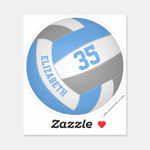 light blue gray team colors kids teens volleyball  sticker