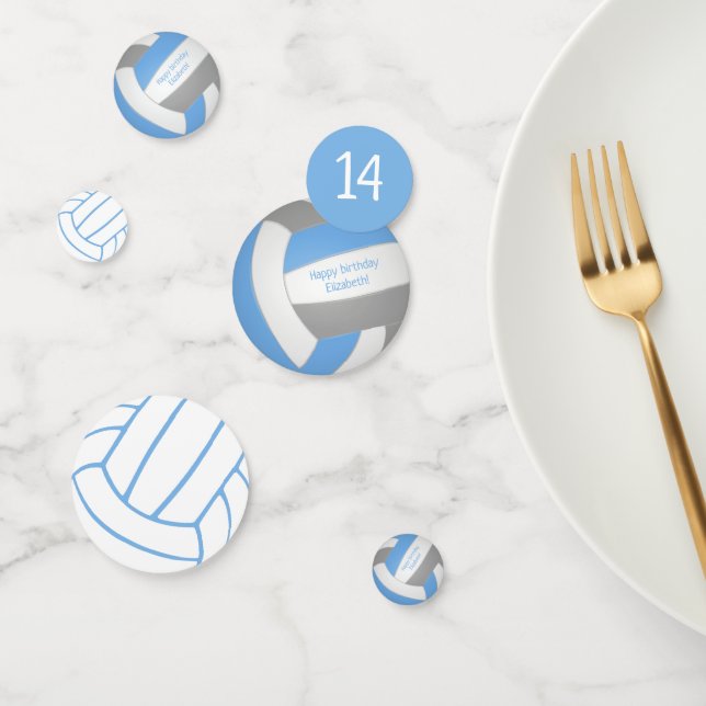 light blue gray teens kids volleyball birthday confetti (Group)