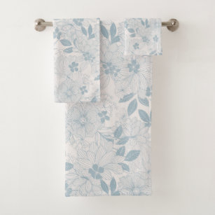 Blue Gray Bath Towels Zazzle Light Blue Gray Vintage Flowers Pattern Bath Towel Set