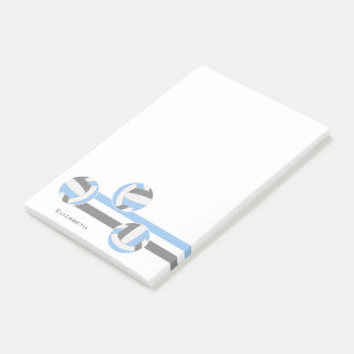light blue gray volleyballs stripes custom name post-it notes