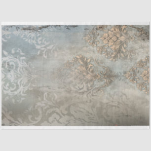 Light Blue Gray, Weathered Damask Background Tissue Paper