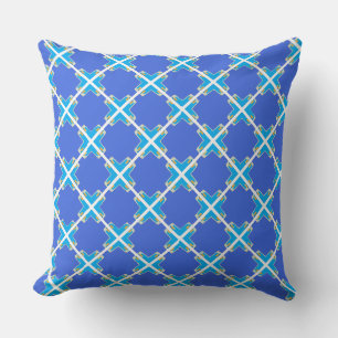 Light Blue Greek Cross Pattern Throw Pillow