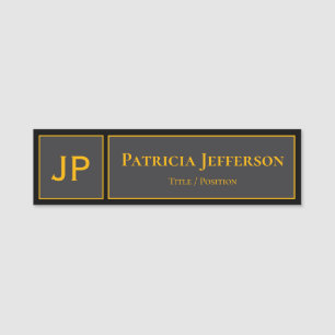 Light Blue, Green, And White Professional Monogram Name Tag