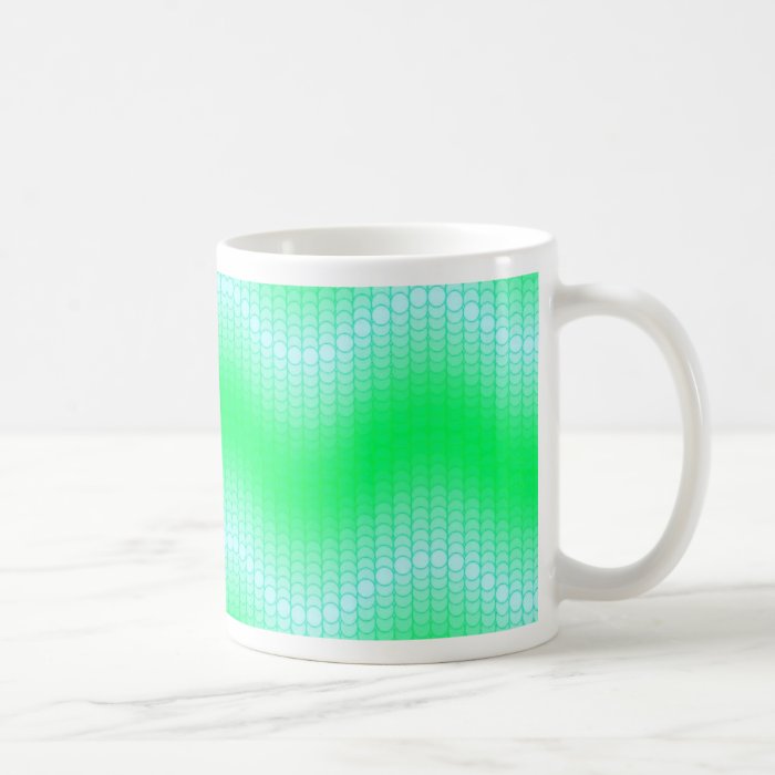 Light Blue Green Dot Wave Coffee Mugs