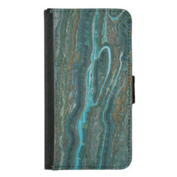 Light Blue &amp; Green Marble Stone MW005 Wallet Phone Case For Samsung Galaxy S5