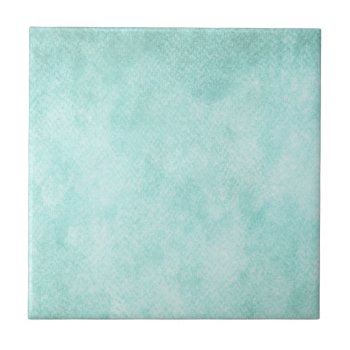 Light Blue Green Watercolor Paper Background Blank Ceramic Tile by SilverSpiral at Zazzle