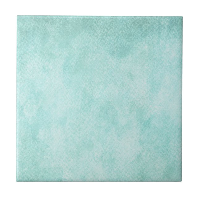 Light Blue Green Watercolor Paper Background Blank Ceramic Tile (Front)