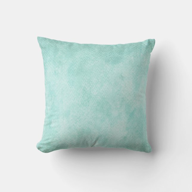 Light Blue Green Watercolor Paper Background Blank Throw Pillow (Front)