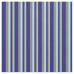 Light Blue, Grey & Midnight Blue Colored Lines Fabric
