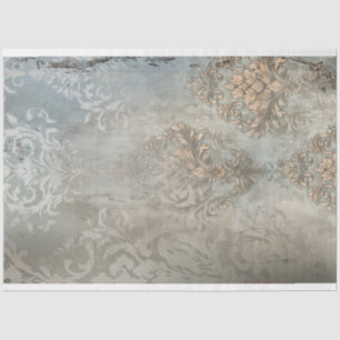 Light Blue Grey, Weathered Damask Background Tissue Paper