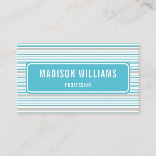 Light Blue Grey White Horizontal Lines Stripes Business Card