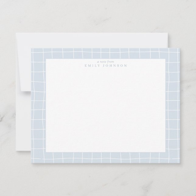 Light Blue Grid Frame Note Card (Front)