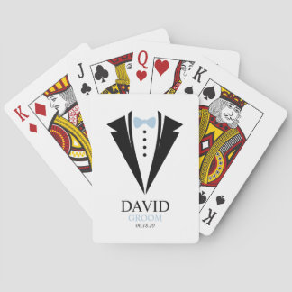 Light Blue "Groom" Tuxedo Wedding Party Poker Cards