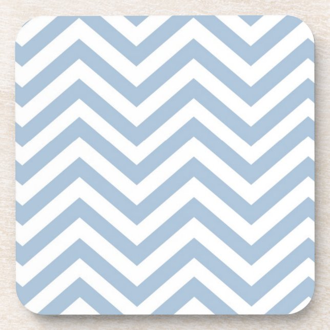 Light Blue Grunge Textured Chevron Beverage Coaster (Front)