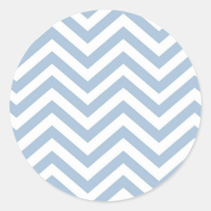 Light Blue Grunge Textured Chevron Classic Round Sticker