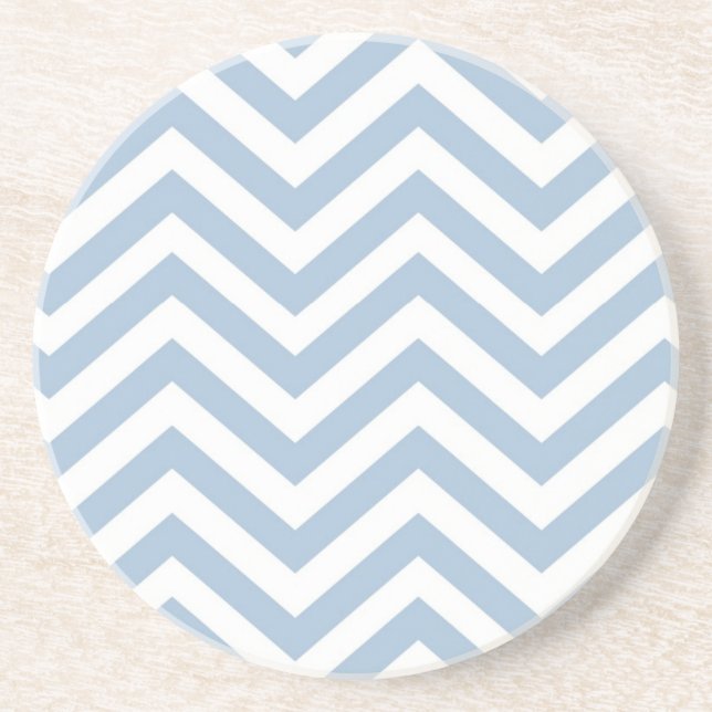 Light Blue Grunge Textured Chevron Drink Coaster (Front)