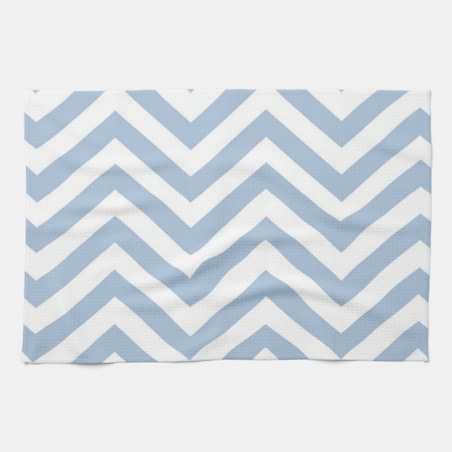 Light Blue Grunge Textured Chevron Kitchen Towel (Horizontal)