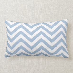 Light Blue Grunge Textured Chevron Lumbar Pillow