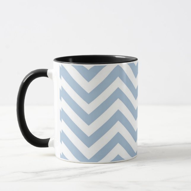 Light Blue Grunge Textured Chevron Mug (Left)