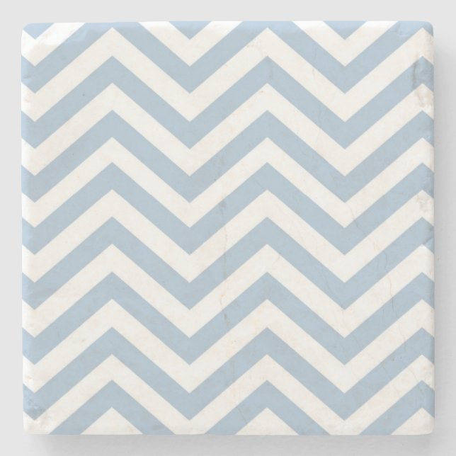 Light Blue Grunge Textured Chevron Stone Coaster (Front)