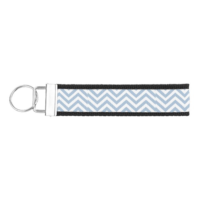 Light Blue Grunge Textured Chevron Wrist Keychain (Keys on Left)