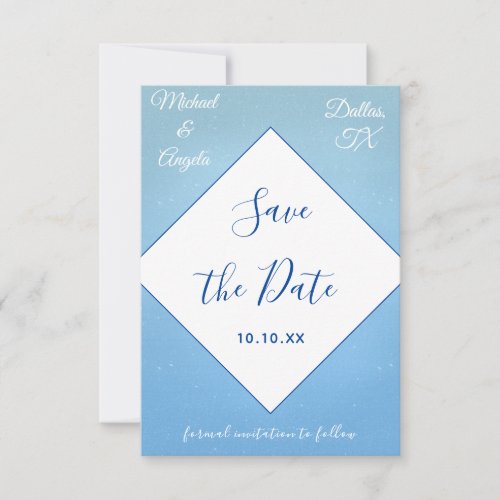 Light Blue Grungy Square Diamond Sky Simple Modern Save The Date