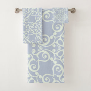 LIGHT BLUE HAMPTONS STYLE BATHROOM TOWEL SET