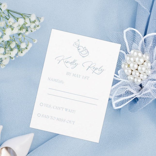 Light Blue Hand Drawn Wedding RSVP Enclosure Card (Creator Uploaded)