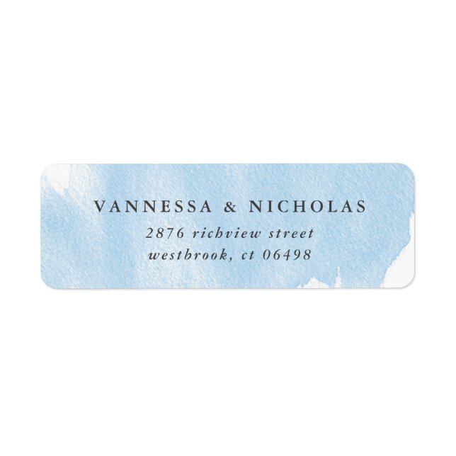 Light Blue hand-painted Watercolor Wash Label (Front)