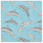 Light Blue Hawaiian Tribal Dolphins Fabric