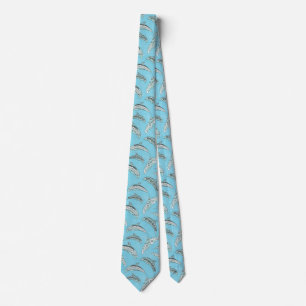 Light Blue Hawaiian Tribal Dolphins Neck Tie
