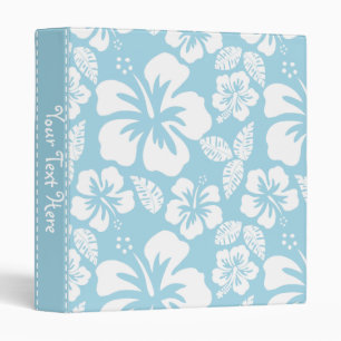 Light Blue Hawaiian Tropical Hibiscus 3 Ring Binder