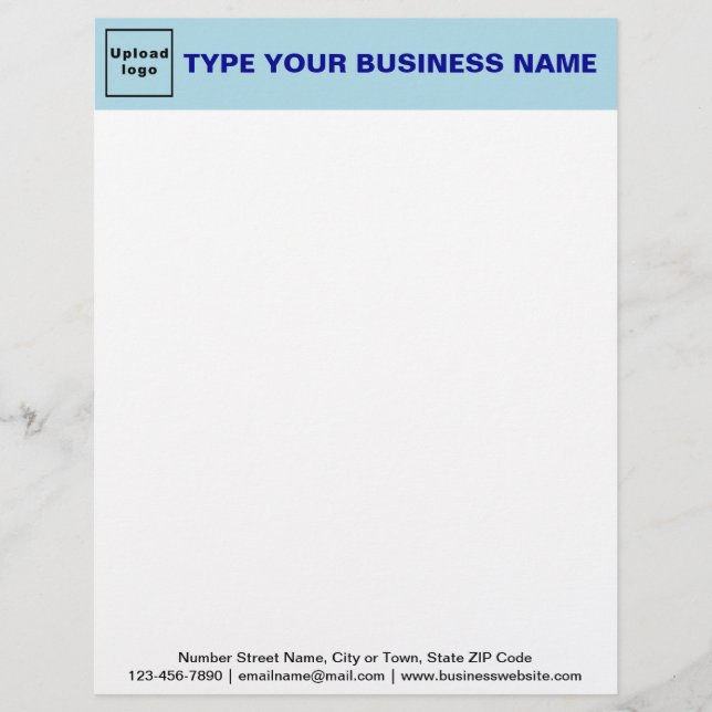 Light Blue Header and Black Texts Footer Business Letterhead (Front)
