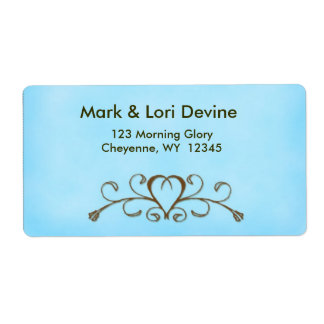 Light blue heart newlywed designer labels