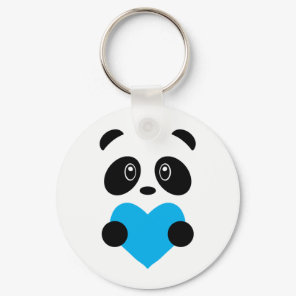 Light Blue Heart Panda Keychain