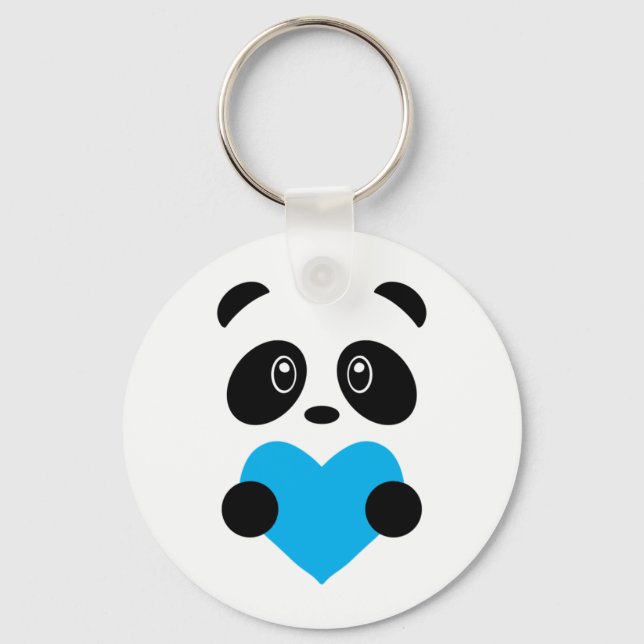 Light Blue Heart Panda Keychain (Front)