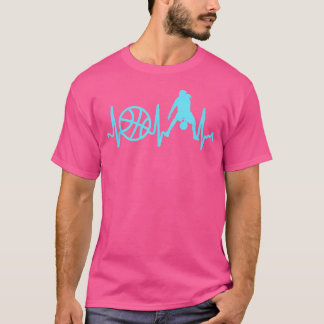 Light Blue Heartbeat Ladies Basketball Player Drib T-Shirt