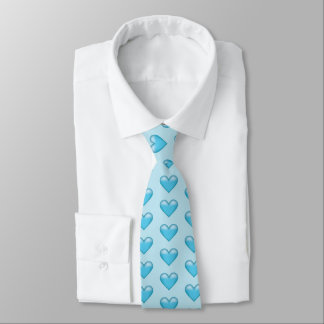 Light Blue Hearts Pattern Neck Tie