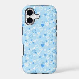 Light Blue Hearts Sketch iPhone 17 Case