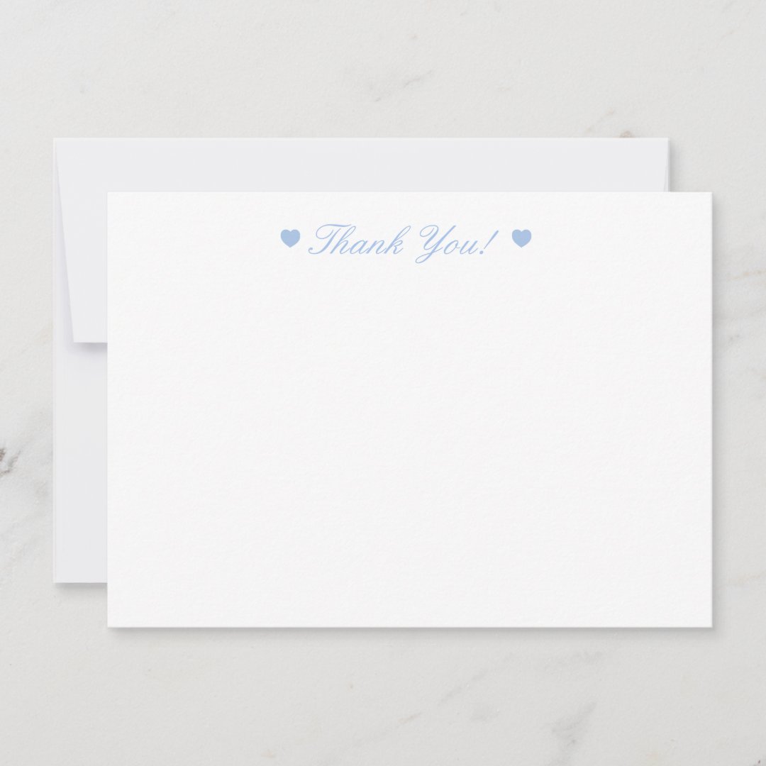 Light Blue Hearts Thank You Flat Card | Zazzle