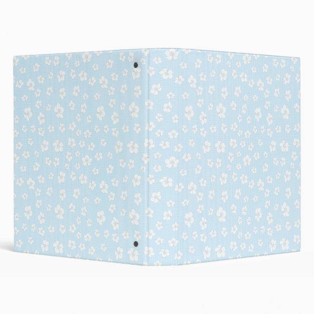 Light Blue Hibiscus Floral 3 Ring Binder (Background)