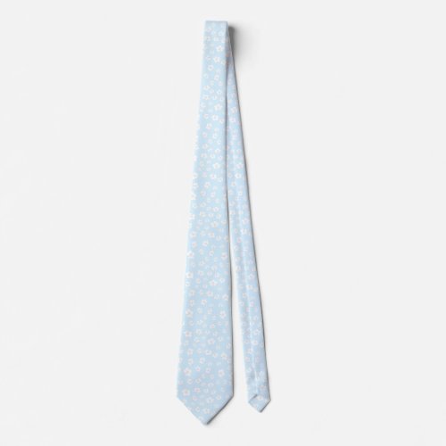 Light Blue Hibiscus Floral Neck Tie