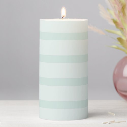 Light Blue Horizontal Striped Pillar Candle