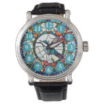 Light Blue Hummingbird Stained Glass Bird Watch