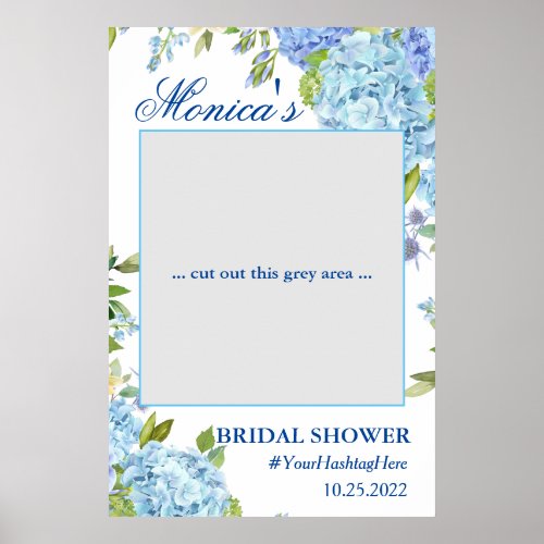 Light Blue Hydrangea  Bridal Shower Photo Prop Poster