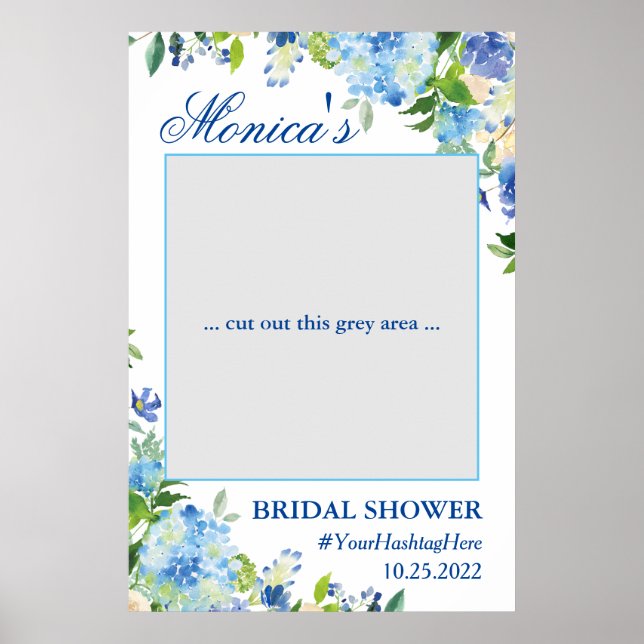 Light Blue Hydrangea  Bridal Shower Photo Prop Poster (Front)
