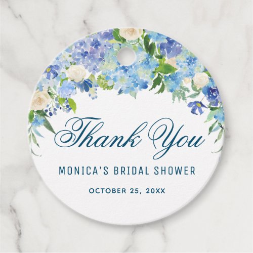 Light Blue Hydrangea Bridal Shower Thank You Favor Favor Tags