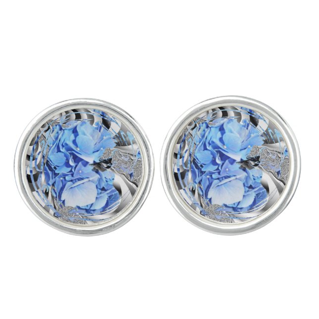 Light Blue Hydrangea Cufflinks (Front)